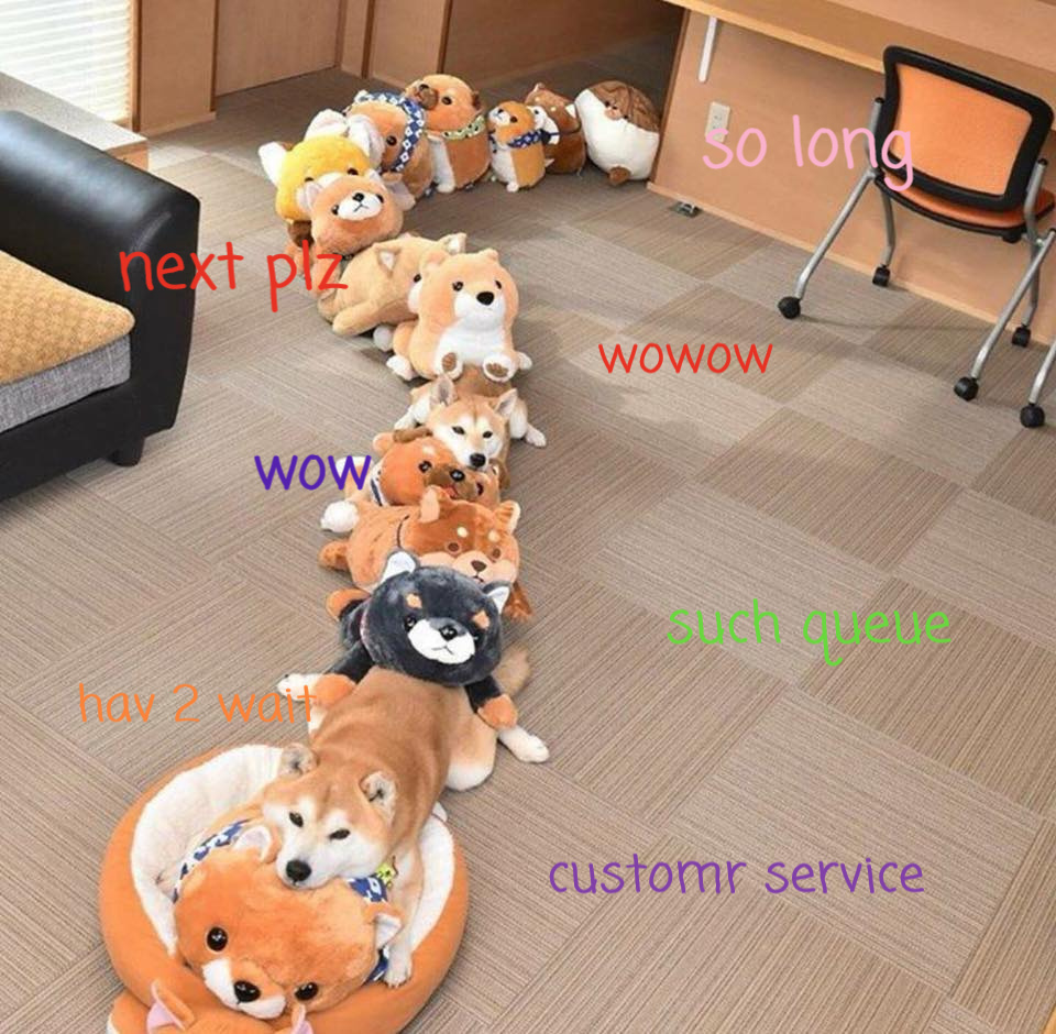 Very long shibe queues at Dogeland post offices. Wow. Such queue. Very long. Next plz. Hav 2 wait.