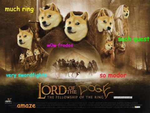 Movie poster: The Lord Of The Doges. Much ring. Such quest. Very swordfights. Wow.