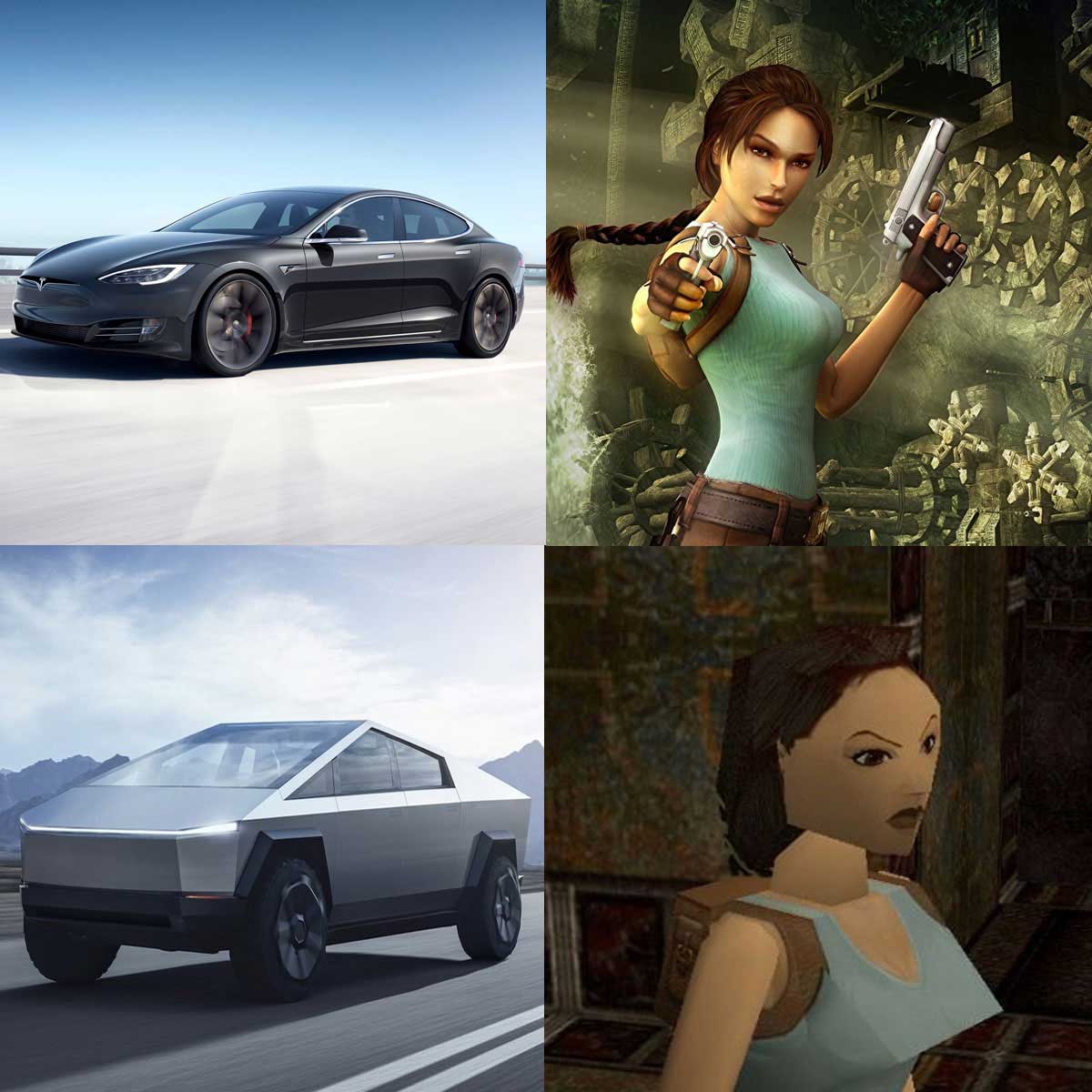 Cybertruck vs Tomb Raider graphics comparison.