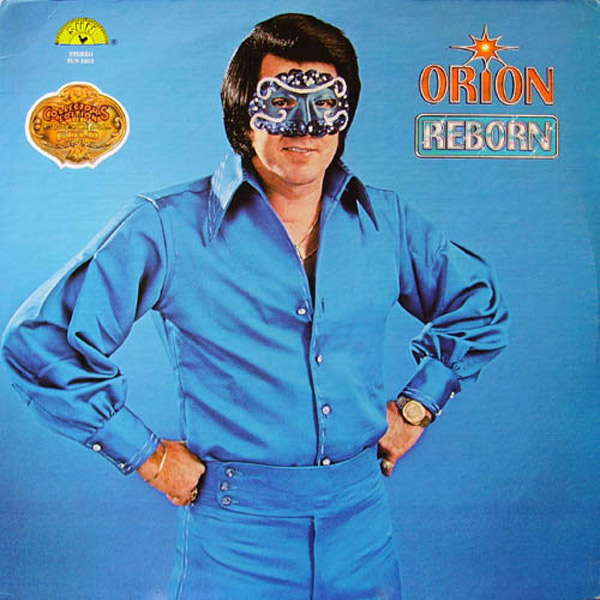 Orion Reborn album cover. Mysterious masked blue gentleman.