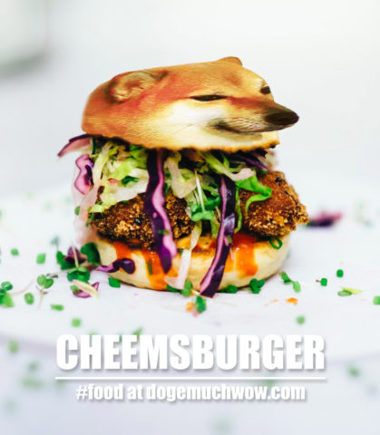 Tasty Cheemsburger Special poster. A delicious freshly made cheemsburger on a plate. Wow.