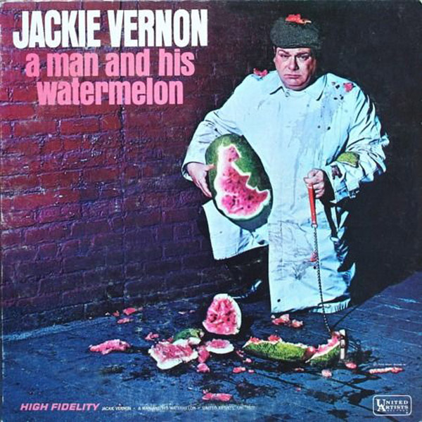 A Man And His Watermelon album cover. Guy holding broken watermelon.