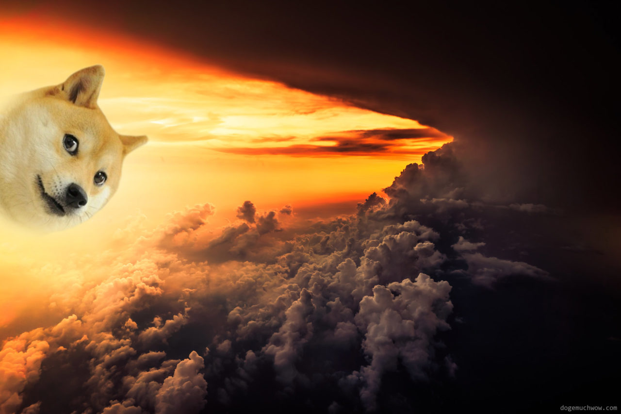 Aesthetic wallpapers: Doge in the sky doing some cloud brigtening. Such skills. Wow.