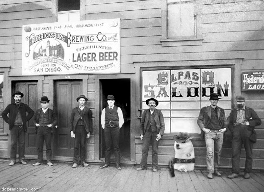 Doge joins the boys in a photoshoot in front of the El Paso Saloon. Wow.