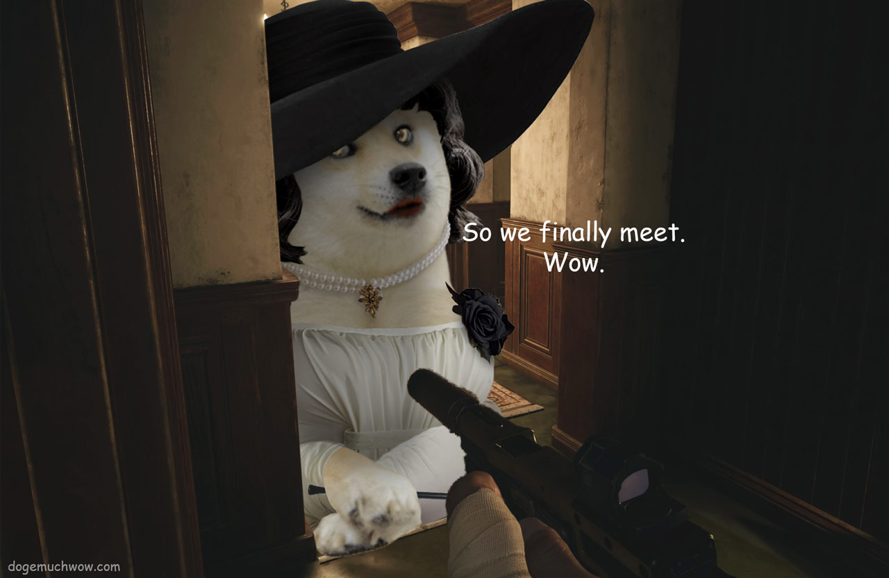 So you finally meet lady Dimitrescu but she's actually a doge. Wow.