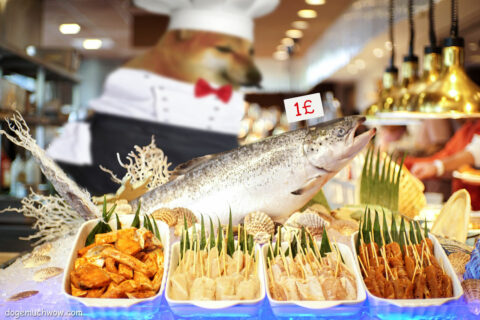 Chef Cheems selling his famous one pound fish. Such treat. Very, very good and very, very cheap. Wow.