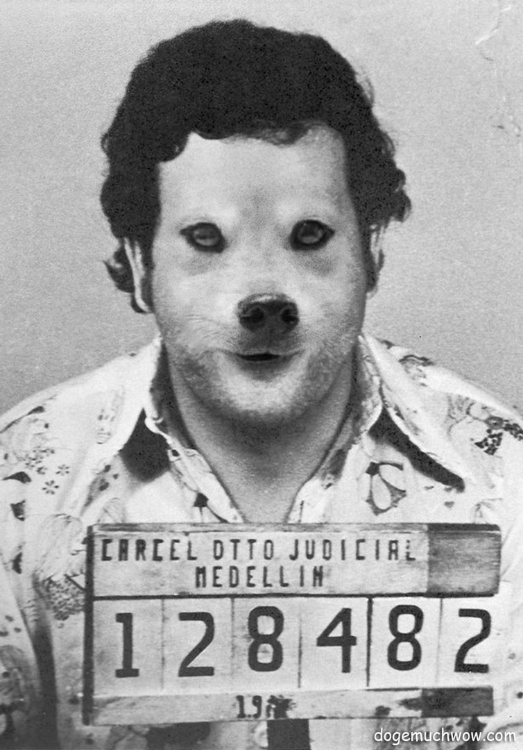 Black and white police photo of Pablo Dogelio Escobar from 1976. Wow.