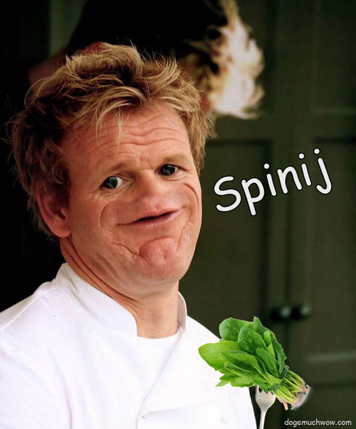 Gordon sosig meme: Spinij - spinach.