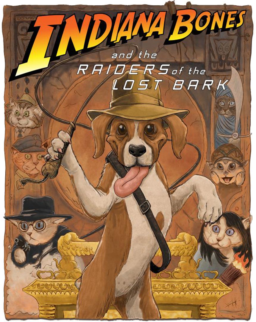 Indiana Bones and Raiders of the Lost Bark movie poster.