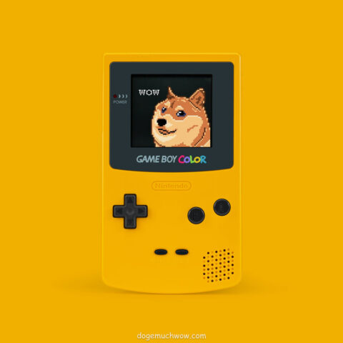 Pixel art doge displayed on gameboy color. Such technology. Wow.