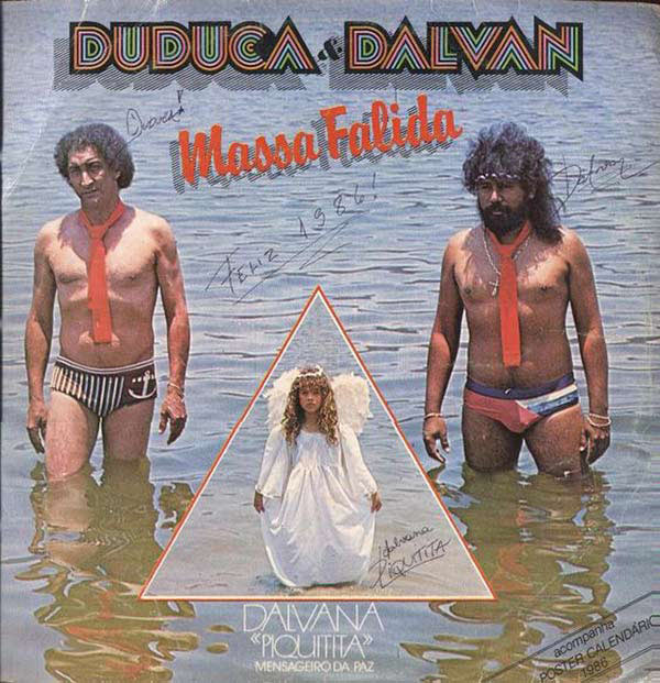 Duduca Dalvan Massa Falida album cover. Macho men of the lake meet an angel.