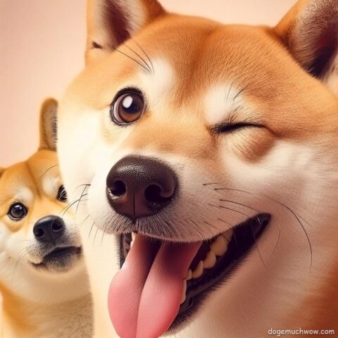 Winking dog with another dog in the background. Wink wink, say no more!