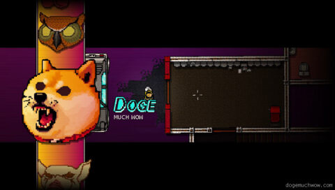Hotline Miami game mask selection screen featuring special Doge mask. Caption: Doge. Much wow.