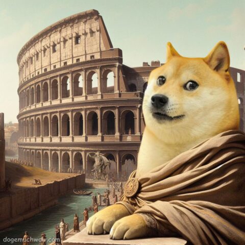 Ancient Roman Doge chilling with Colliseum in the background. Very emperor. Such toga. Wow.