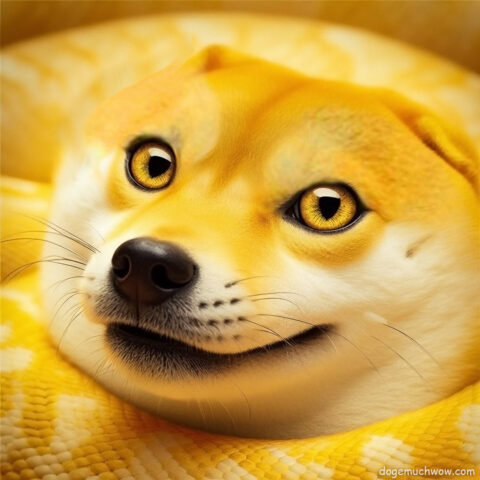 Yellow doge snake. Such cutie. Much dangerous. Wow.