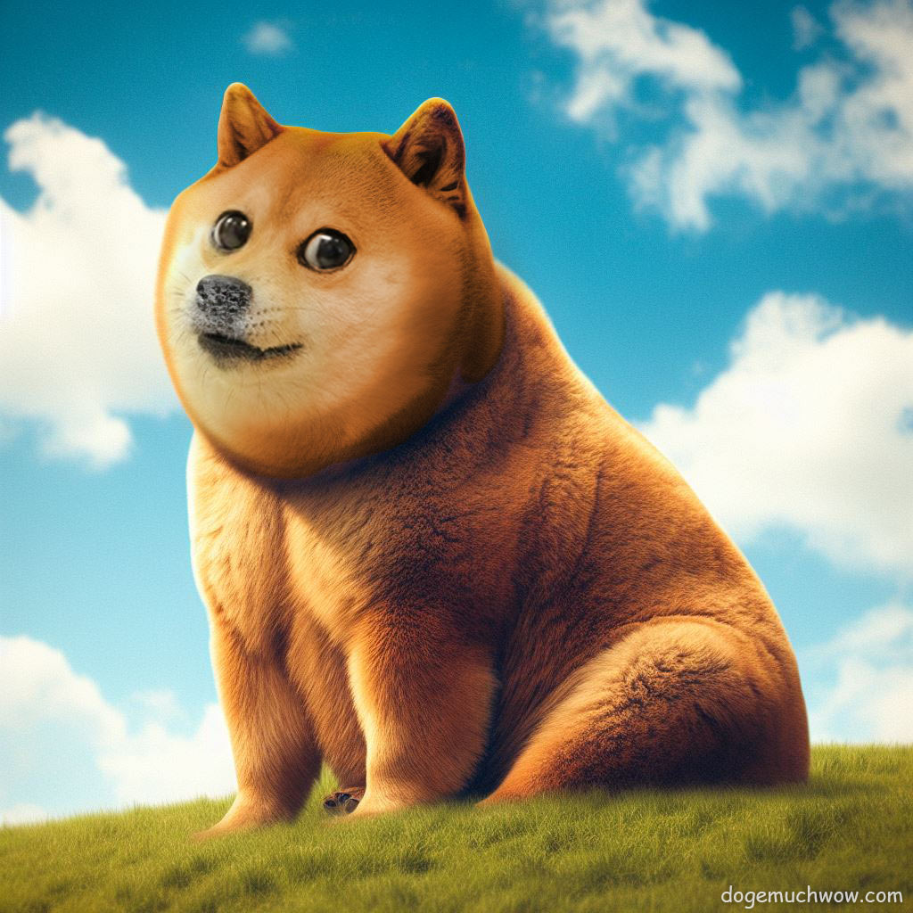 Cocain infused doge like bear sitting on a hill. It's nose snowy and eyes big. Wow.