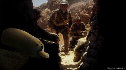 Soldiers peeking into a cave where xenodoge is hiding. Such beast. Much alien. Wow,