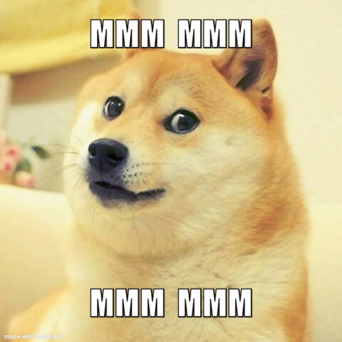 Classic Doge doing Mmm mmm mmm mmm. Much mmm. Wow.
