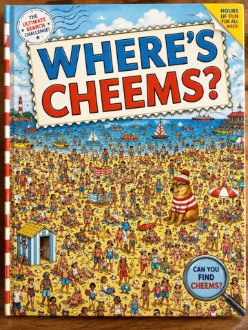 Photo of the front page of Where's Cheems challenge magazine designed after Where's Wally (Waldo in US/Canada). Can you find Cheems? The Ultimate Search Challenge.